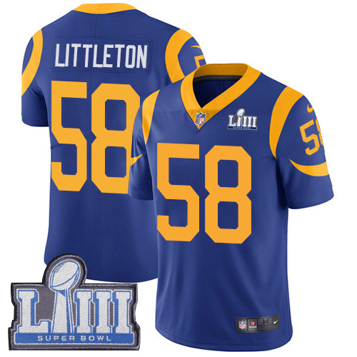 Los Angeles Rams #58 Cory Littleton Royal Blue Alternate Super Bowl LIII Bound Men's Stitched Vapor Untouchable Limited Jersey Men's