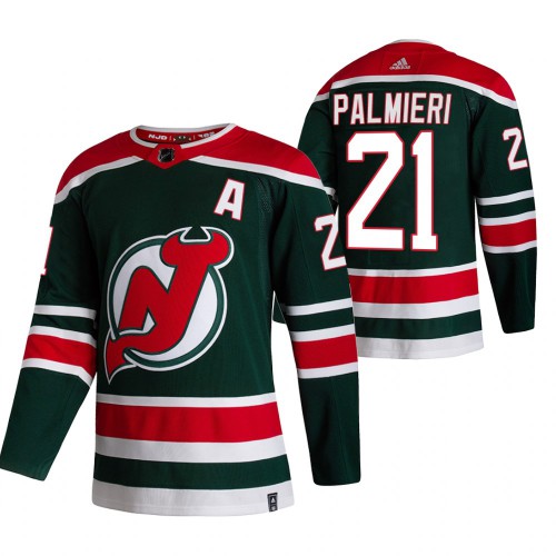New Jersey New Jersey Devils #21 Kyle Palmieri Green Men's Adidas 2020-21 Reverse Retro Alternate Jersey Men's