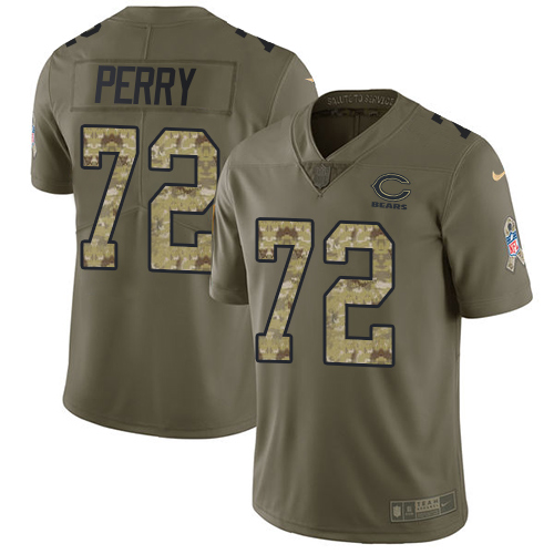 Chicago Bears #72 William Perry Olive/Camo Men's Stitched Limited 2017 Salute To Service Jersey Men's