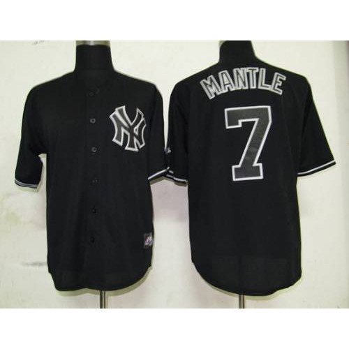 New York Yankees #7 Mickey Mantle Black Fashion Stitched Jersey Men's