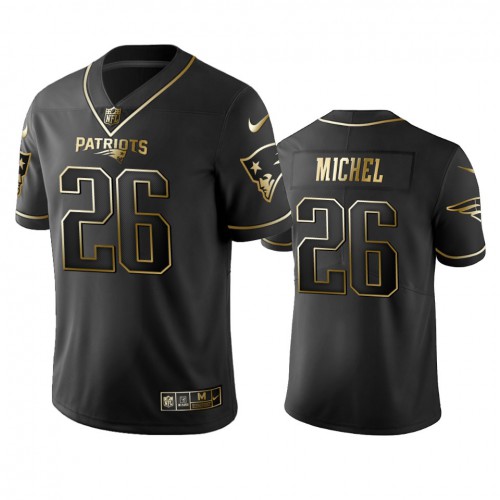 New England Patriots #26 Sony Michel Black Golden Limited Edition Stitched Jersey Men's