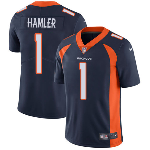 Broncos #1 KJ Hamler Navy Blue Alternate Men's Stitched Vapor Untouchable Limited Jersey