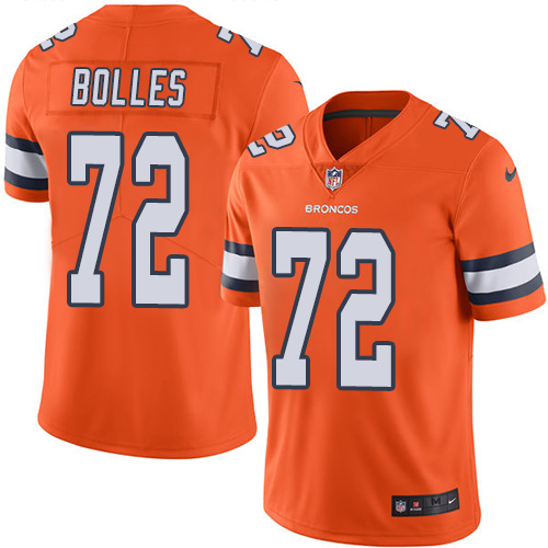 Denver Broncos #72 Garett Bolles Orange Men's Stitched Limited Rush Jersey Men's