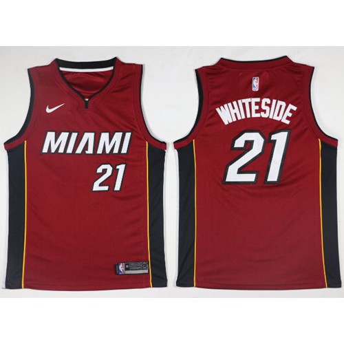 Miami Heat #21 Hassan Whiteside Red Swingman Statement Edition Jersey Mens
