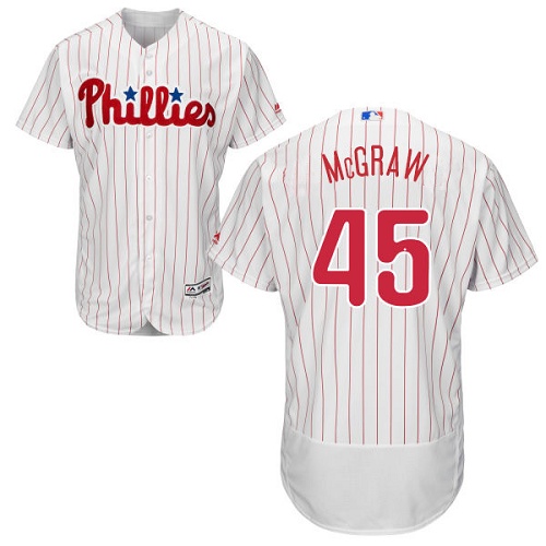 Philadelphia Phillies #45 Tug McGraw White(Red Strip) Flexbase Authentic Collection Stitched Jersey Men's