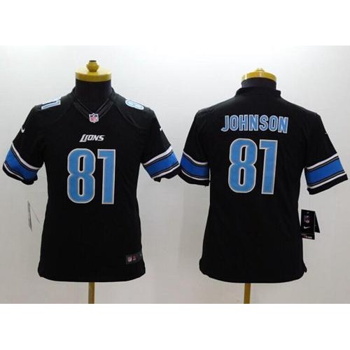 Detroit Lions #81 Calvin Johnson Black Alternate Youth Stitched Limited Jersey Youth