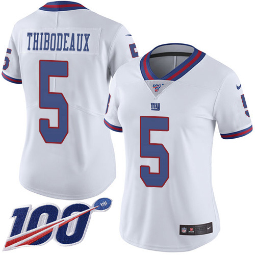 Giants #5 Kayvon Thibodeaux White Women's Stitched Limited Rush 100th Season Jersey