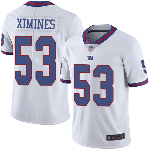 New York Giants #53 Oshane Ximines White Men's Stitched Limited Rush Jersey Men's