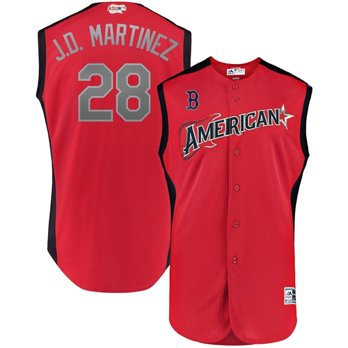 Boston Red Sox #28 J. D. Martinez Red 2019 All-Star American League Stitched Jersey Men's