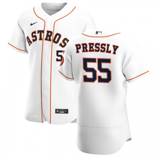 Houston Houston Astros #55 Ryan Pressly Men's White Home 2020 Authentic Player Jersey Men's