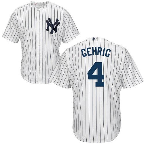 New York Yankees #4 Lou Gehrig White Cool Base Stitched Youth Jersey Youth
