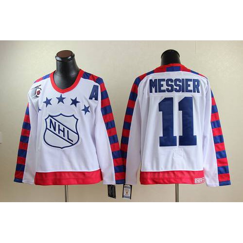 New York Rangers #11 Mark Messier White All Star CCM Throwback 75TH Stitched Jersey Men's