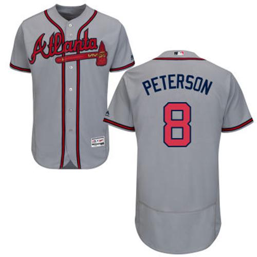 Atlanta Braves #8 Jace Peterson Grey Flexbase Authentic Collection Stitched Jersey Men's