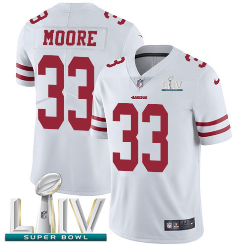 San Francisco 49ers #33 Tarvarius Moore White Super Bowl LIV 2020 Men's Stitched Vapor Untouchable Limited Jersey Men's