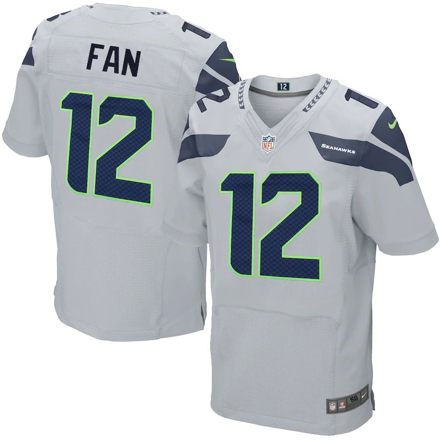 Seattle Seahawks #12 Fan Men's Gray Elite Jersey