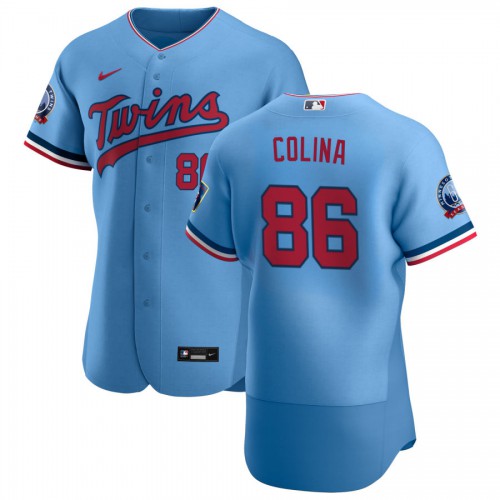 Minnesota Minnesota Twins #86 Edwar Colina Men's Light Blue Alternate 2020 60th Season Authentic Team Jersey Men's