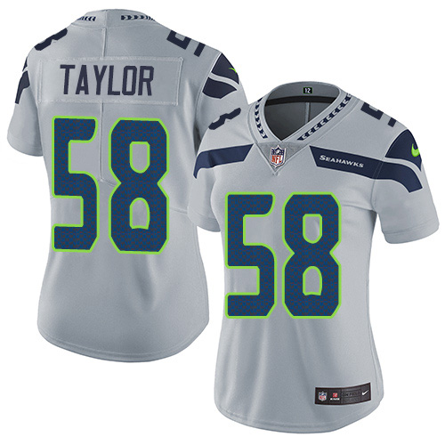 Seattle Seahawks #58 Darrell Taylor Grey Alternate Women's Stitched Vapor Untouchable Limited Jersey Womens