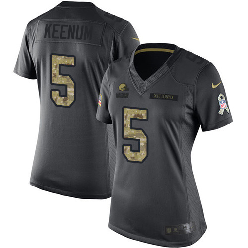 Cleveland Browns #5 Case Keenum Black Women's Stitched Limited 2016 Salute to Service Jersey Womens
