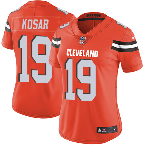 Browns #19 Bernie Kosar Orange Alternate Women's Stitched Vapor Untouchable Limited Jersey