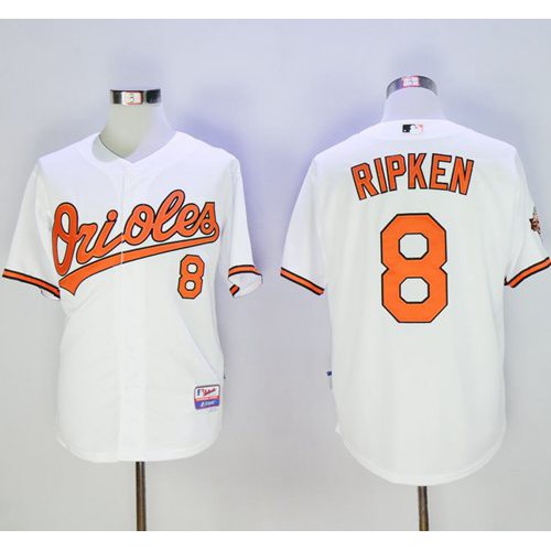 Baltimore Orioles #8 Cal Ripken White Cool Base Stitched Jersey Men's