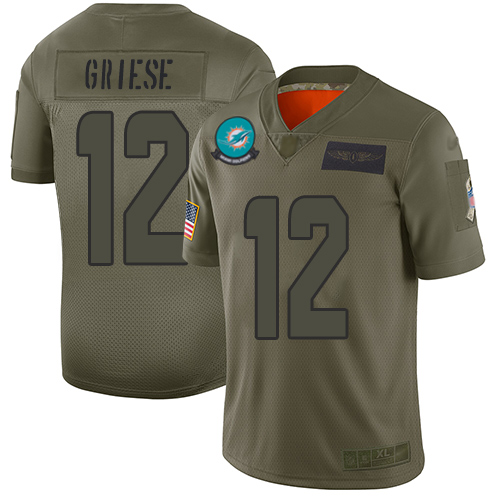 Miami Dolphins #12 Bob Griese Camo Youth Stitched Limited 2019 Salute to Service Jersey Youth