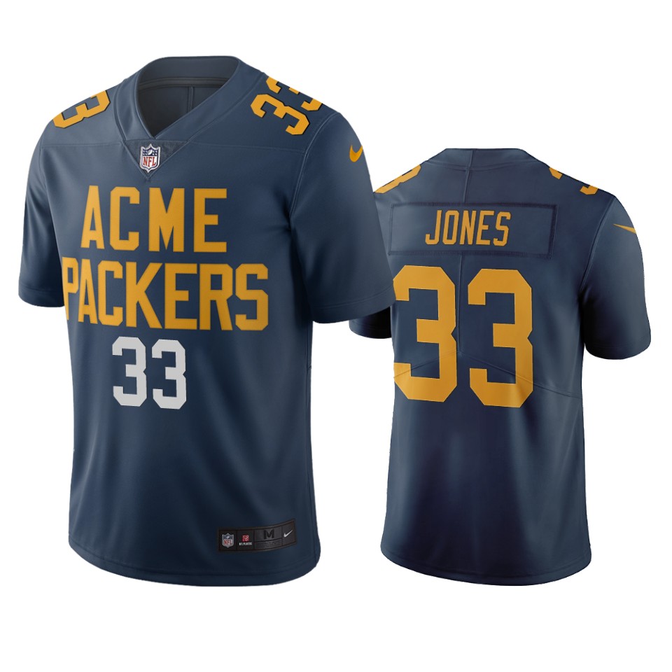 Green Bay Packers #33 Aaron Jones Navy Vapor Limited City Edition Jersey