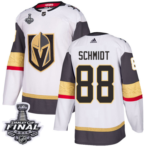 Adidas Golden Vegas Golden Knights #88 Nate Schmidt White Road Authentic 2018 Stanley Cup Final Stitched Jersey Men's