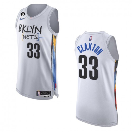 Brooklyn Brooklyn Nets #33 Nicolas Claxton White 2022-23 Authentic Jersey - City Edition Mens