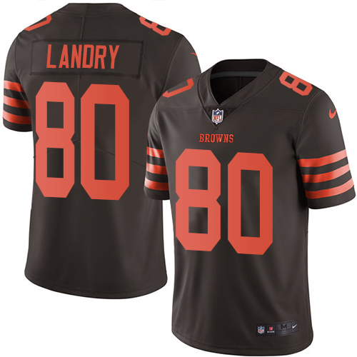 Browns #80 Jarvis Landry Brown Youth Stitched Limited Rush Jersey