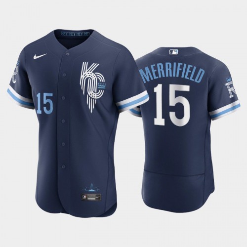 Kansas City Kansas City Royals #15 Whit Merrifield Men's Authentic 2022 City Connect Navy Jersey Men's