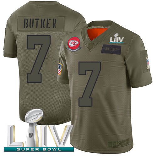 Chiefs #7 Harrison Butker Camo Super Bowl LIV 2020 Men's Stitched Limited 2019 Salute To Service Jersey