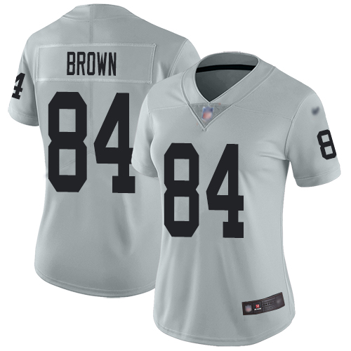 Las Vegas Raiders #84 Antonio Brown Silver Women's Stitched Limited Inverted Legend Jersey Womens