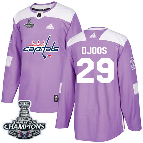 Adidas Washington Capitals #29 Christian Djoos Purple Authentic Fights Cancer Stanley Cup Final Champions Stitched Jersey Men's