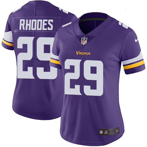 Minnesota Vikings #29 Xavier Rhodes Purple Team Color Women's Stitched Vapor Untouchable Limited Jersey Womens