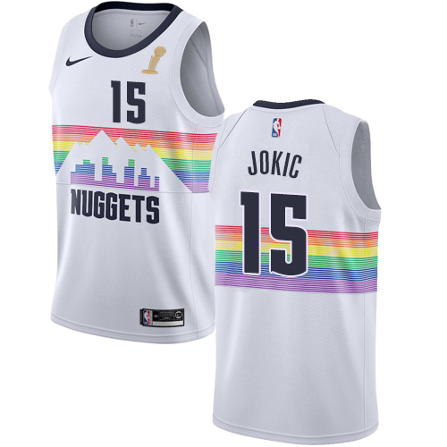 Denver Nuggets #15 Nikola Jokic White Swingman City Edition Women's 2023 Finals Champions Jersey