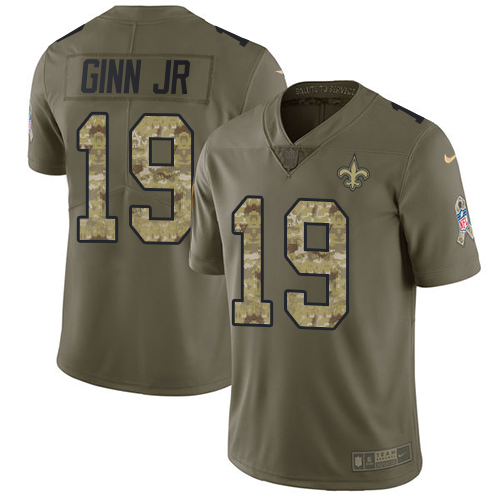 New Orleans Saints #19 Ted Ginn Jr Olive/Camo Youth Stitched Limited 2017 Salute to Service Jersey Youth
