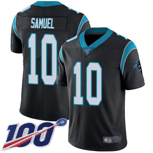 Carolina Panthers #10 Curtis Samuel Black Team Color Men's Stitched 100th Season Vapor Limited Jersey Men's