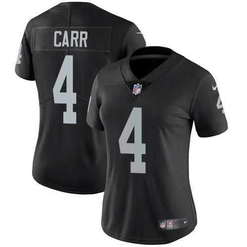 Raiders #4 Derek Carr Black Women's Stitched Vapor Untouchable Limited Jersey