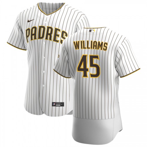 San Diego San Diego Padres #45 Taylor Williams Men's White Brown Home 2020 Authentic Player Jersey Men's