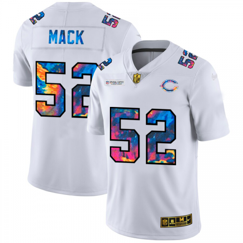 Chicago Chicago Bears #52 Khalil Mack Men's White Multi-Color 2020 Crucial Catch Limited Jersey Men's