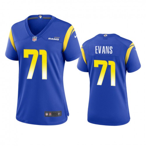 Los Angeles Los Angeles Rams #71 Bobby Evans Women's Game Jersey - Royal Womens