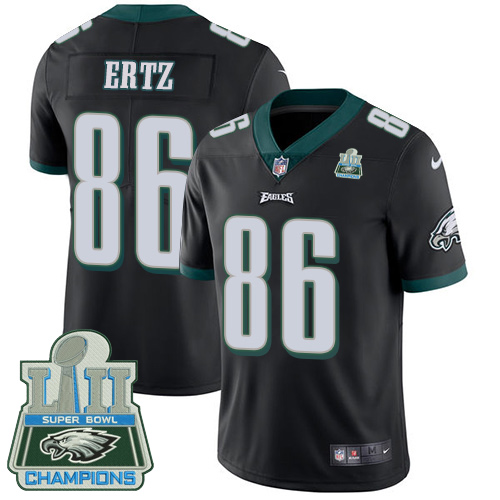 Philadelphia Eagles #86 Zach Ertz Black Alternate Super Bowl LII Champions Youth Stitched Vapor Untouchable Limited Jersey Youth