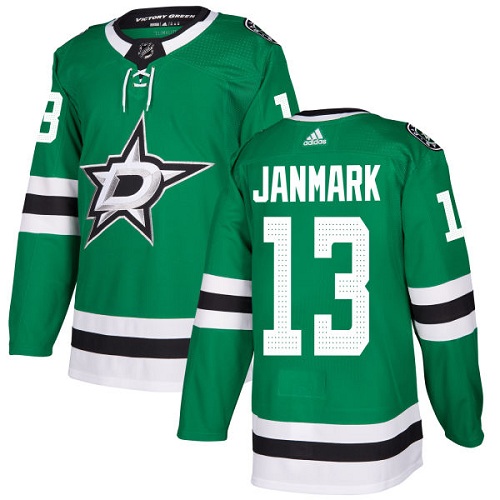Adidas Dallas Stars #13 Mattias Janmark Green Home Authentic Stitched Jersey Men's