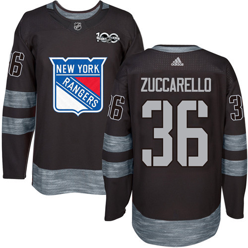 Adidas New York Rangers #36 Mats Zuccarello Black 1917-2017 100th Anniversary Stitched Jersey Men's