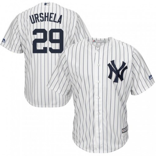 New York Yankees #29 Gio Urshela White Strip New Cool Base Stitched Youth Jersey Youth