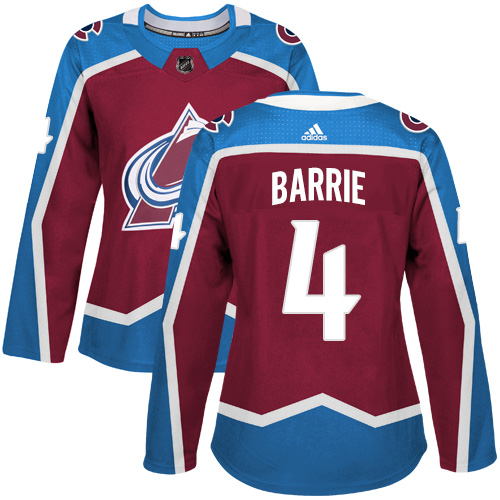 Adidas Colorado Avalanche #4 Tyson Barrie Burgundy Home Authentic Women's Stitched Jersey Womens