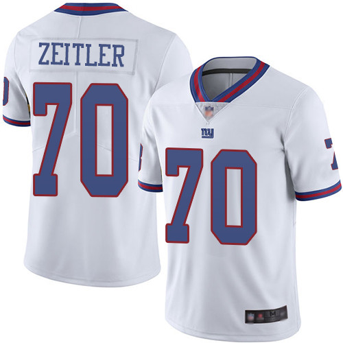 New York Giants #70 Kevin Zeitler White Men's Stitched Limited Rush Jersey Men's