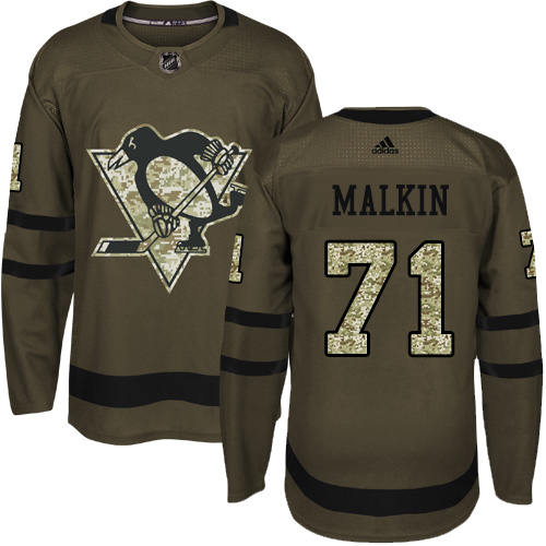 Adidas Pittsburgh Penguins #71 Evgeni Malkin Green Salute to Service Stitched Youth Jersey Youth
