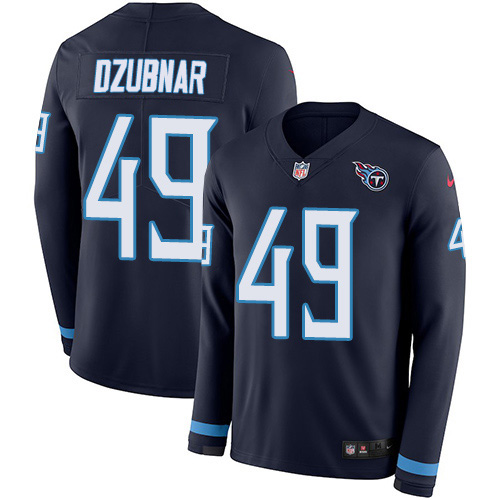 Tennessee Titans #49 Nick Dzubnar Navy Blue Team Color Men's Stitched Limited Therma Long Sleeve Jersey Men's
