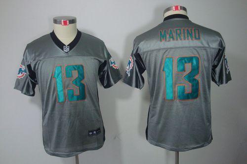 Dolphins #13 Dan Marino Grey Shadow Youth Stitched Elite Jersey
